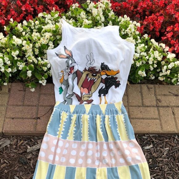 Jerry Leigh Vintage Looney Tunes tank Bugs & Daffy Tasmanian Devil - Picture 7 of 10